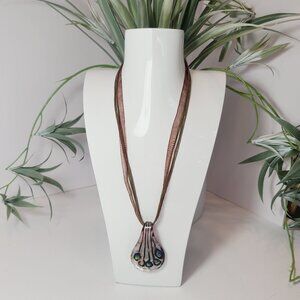 Iridescent Art Glass Pendant Necklace - Unique Teardrop Boho Style